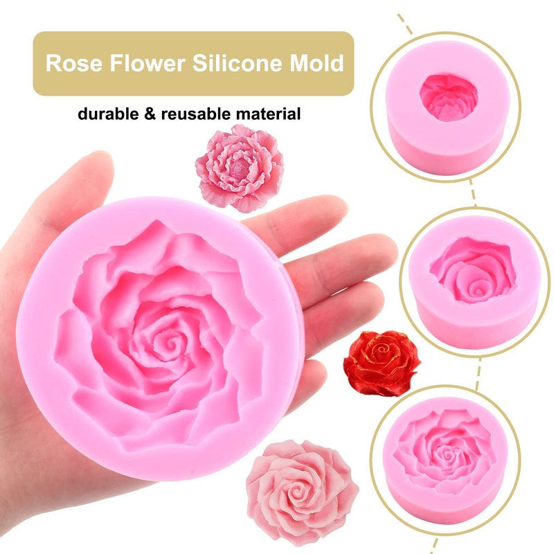 Zixiang Bloom 3D Rose Flower Silicone Mold Peony Flower Fondant Molds For Cake Decorating Soap Candle Making Candy Chocolate Polymer Clay Gum Paste Set Of 3 - Image 2